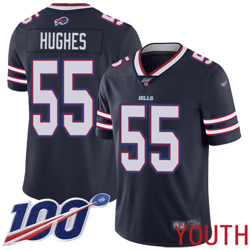 Youth Buffalo Bills 55 Jerry Hughes Limited Navy Blue Inverted Legend 100th Season NFL Jersey